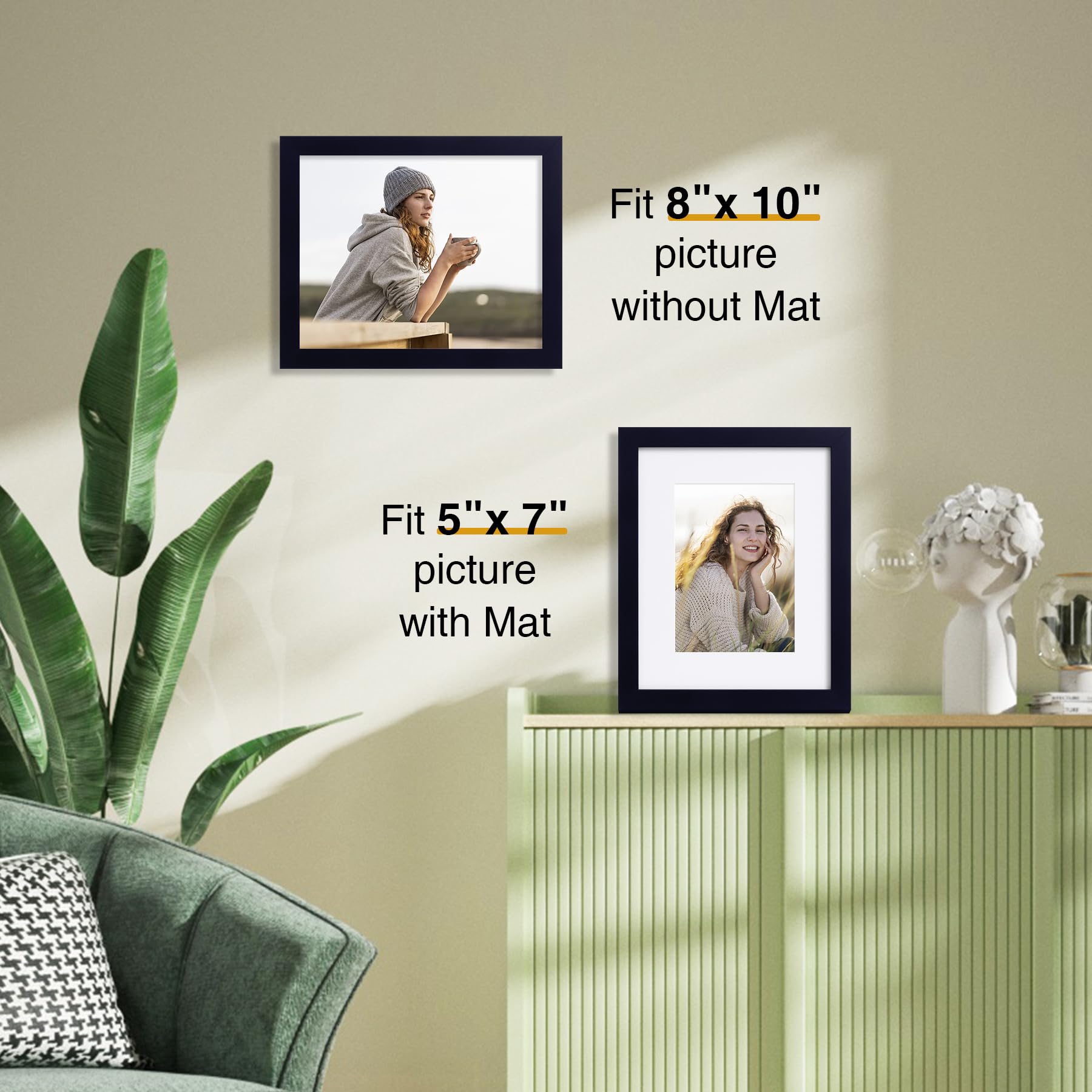 decorUhome 8x10 Picture Frame, Display Pictures 5x7 with Mat or 8x10 ...