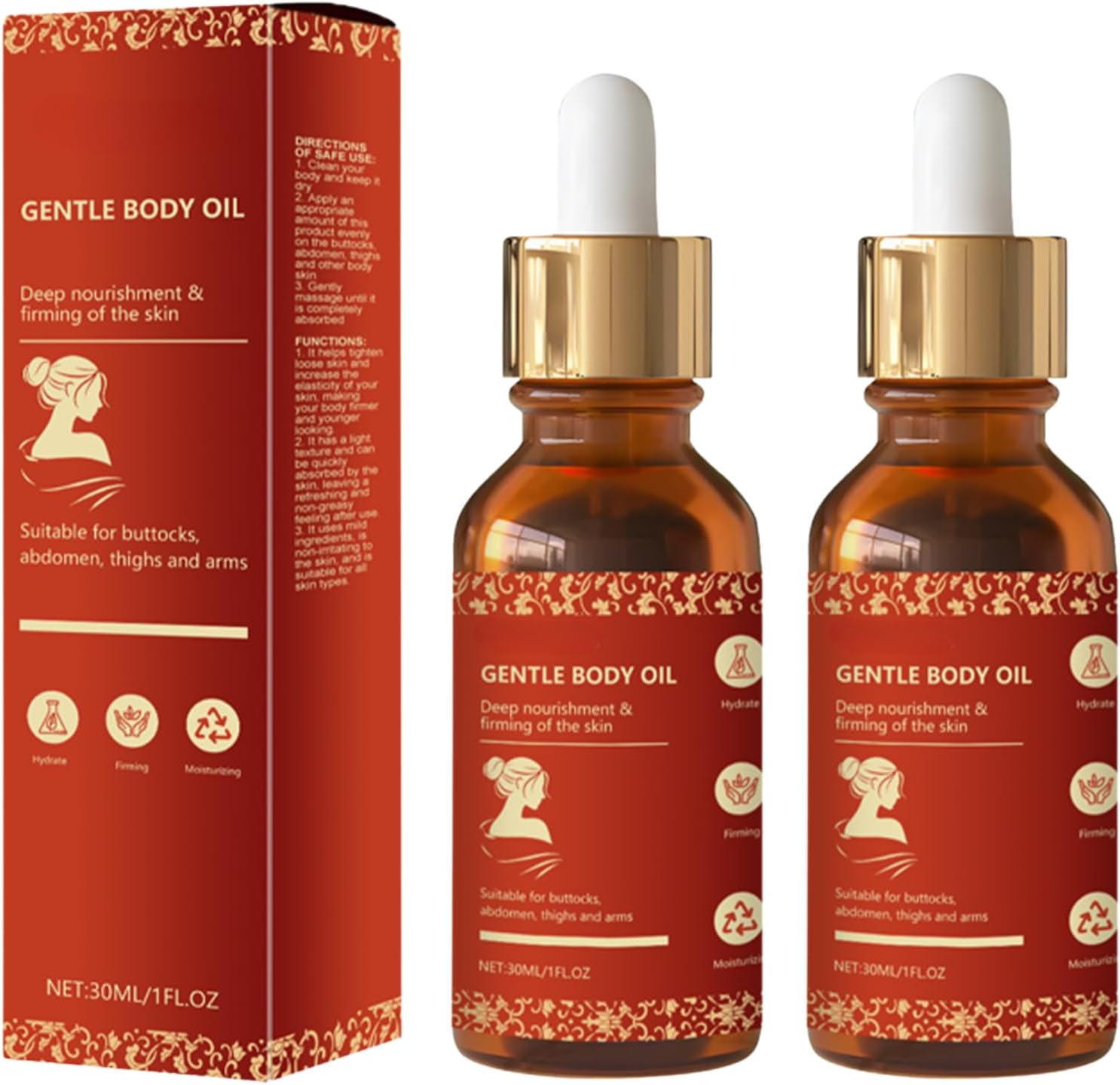 2PCS Magic Body Firming Oil, Magic Luxury Body Oils for Tightening Skin, Magic Oil for Women, Moisturizing Oils for Arms & Legs & Chest, Friendly to All Skin Types, 30ml × 2