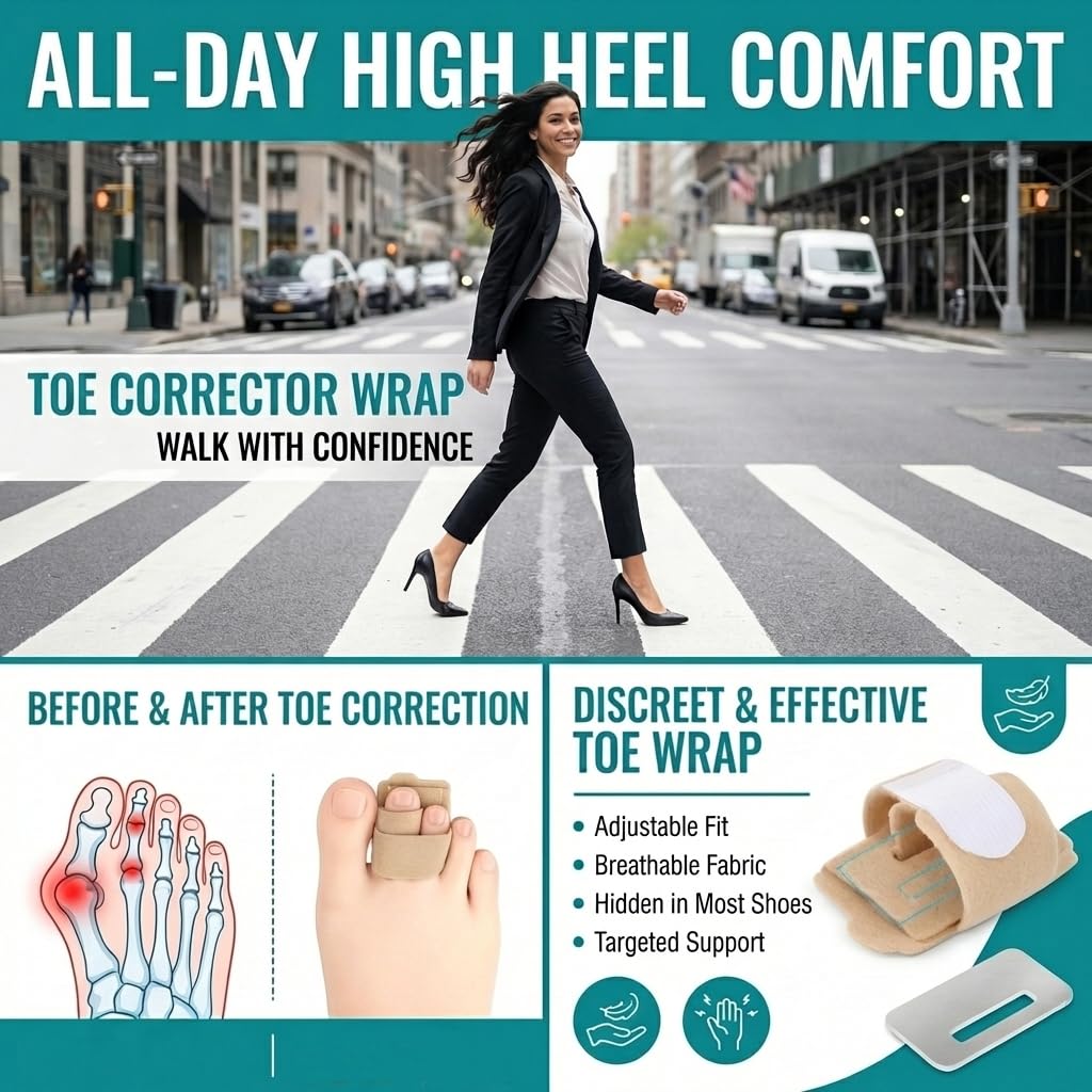 Hammer Toe Straightener & Toe Brace Wrap for Women and Men, Toe Splint for Straightening and Alignment, Hammer Toe Support, 6Pack (Beige)