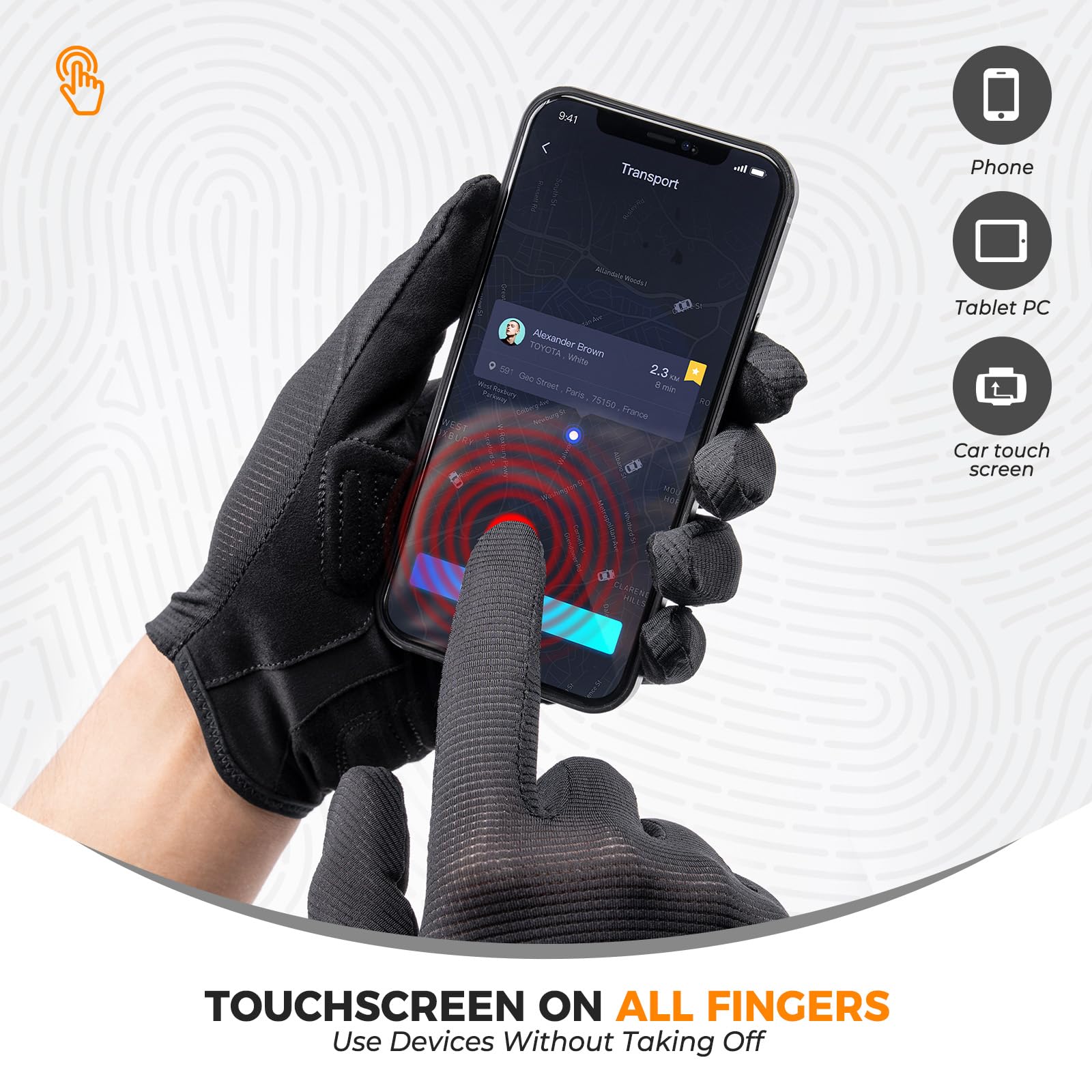 ROCKBROS Guantes Ciclismo Hombre Mujer, Guantes Deporte Dedo Completo Pantalla Táctil en Todos Los Dedos, Antideslizante y Transpirable para MTB Bicicleta Carretera Gravel Running