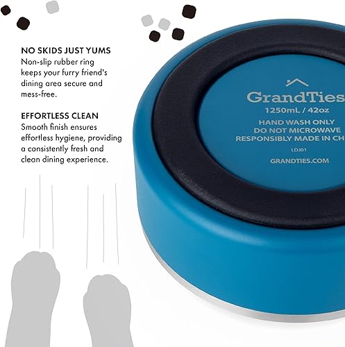 Miniatura 4 de GrandTies Cuenco de acero inoxidable para perros  Cuenco reutilizable grabado sin BPA con aislamiento para gatos y perros  Cuenco grande y