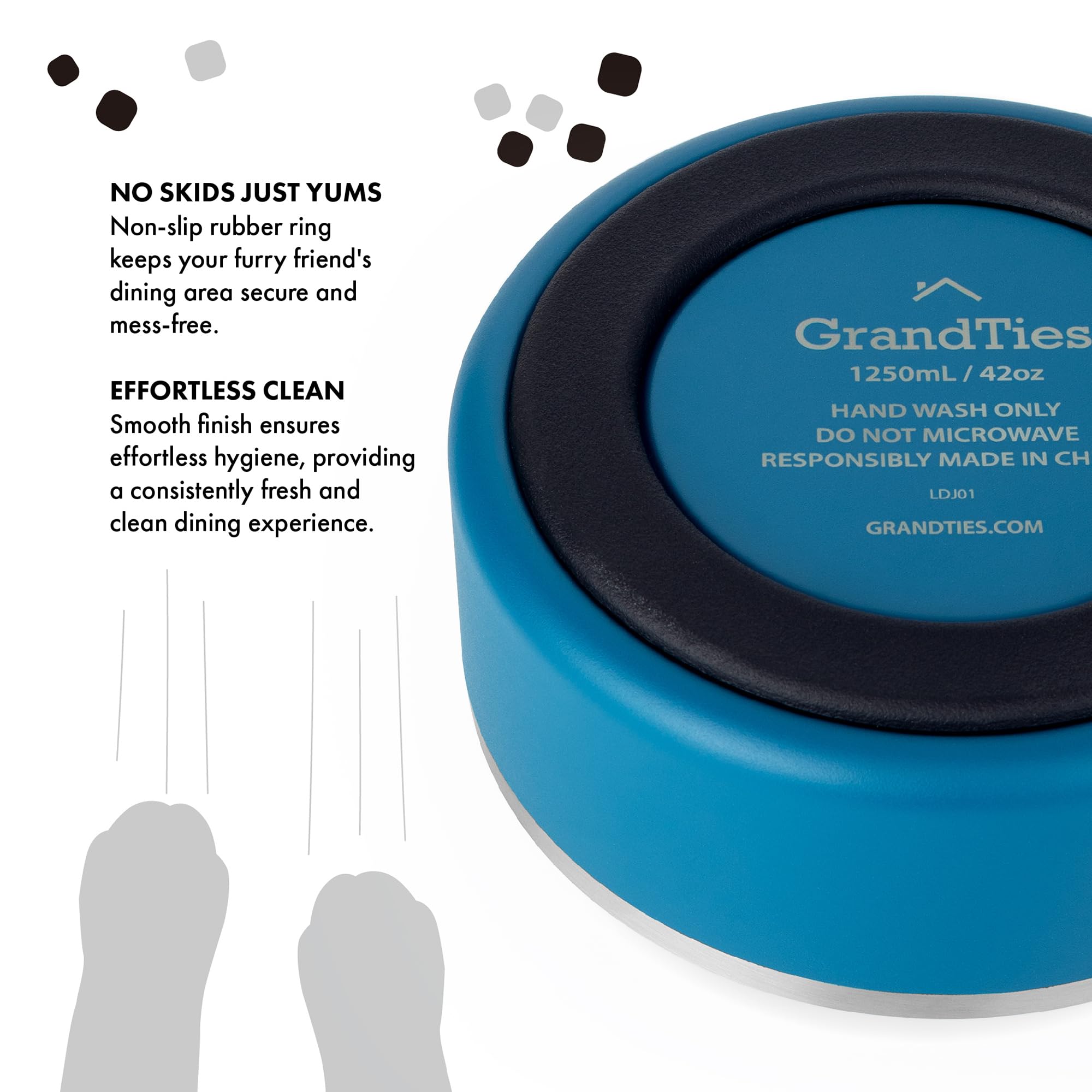 GrandTies Stainless Steel Dog Bowl, Cobalt Blue, 42oz - Image 4