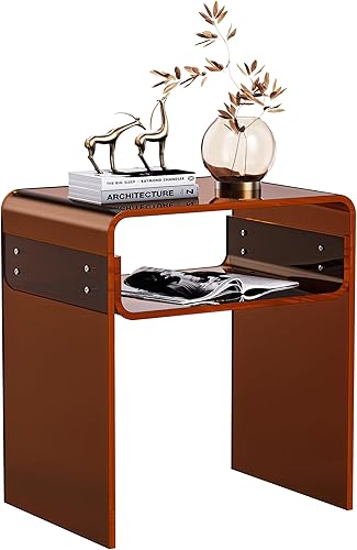 Miniatura 8 de Mesa auxiliar de acrílico transparente de 2 niveles para sala de estar, dormitorio, decoración del hogar (doble transparente)