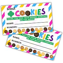 Scout Cookies Reorder Card | 50 pk 3.5x2 Thank You For Your Order Name Troop Number Leader Scout Cookie Box Label Tag Stripes Goal Sheet