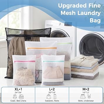 BAGAIL Laundry Bags Mesh Wash Bag for Intimates Lingerie and Delicates, 5Pcs (1XL,2L,2M)