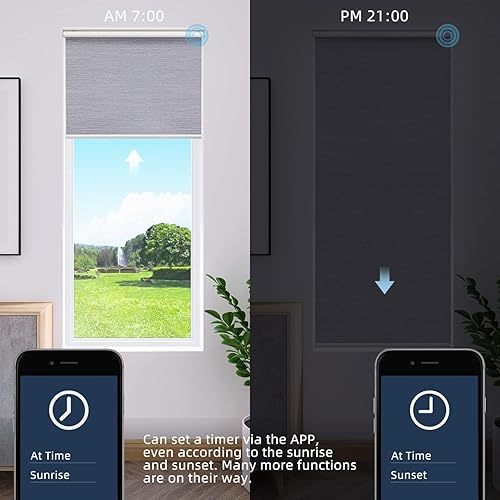 Miniatura 5 de SmartWings Persiana enrollable motorizada funciona con HomeKit, automáticas, 100% opacas, control remoto inalámbrico para casa inteligente, motor