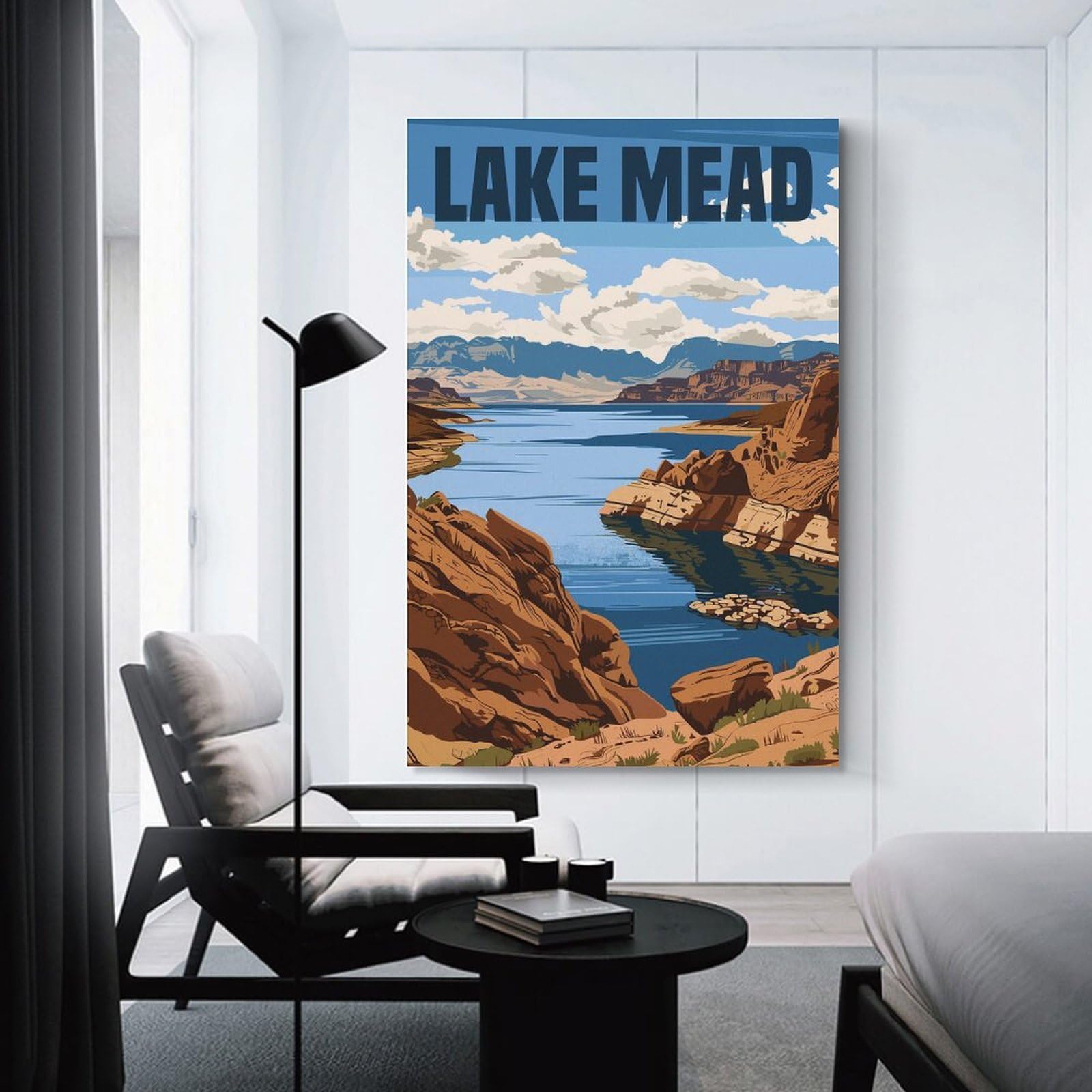Junmoney Lake Mead National Recreation Area Canvas Art Print, 20x30inch(50x75cm), for Restful Interiors, Bedrooms Or Small Rooms, A Warm Accent for Relaxed Interiors