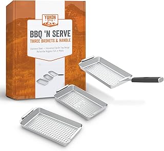 Yukon Glory™ BBQ 'N SERVE Grill Basket Set - Includes 3 Grilling Baskets...