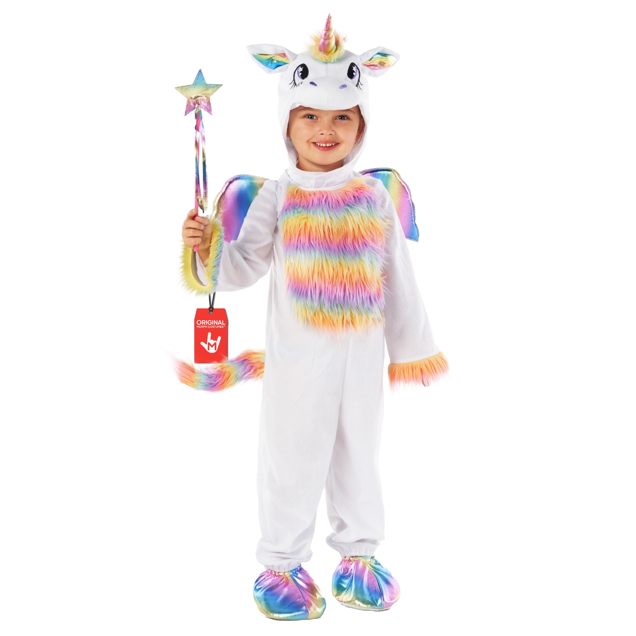 MorphRainbow Unicorn Costume For Girls - Kids Unicorn Jumpsuit Dress Up Outfit - Halloween Party Dress Up Costume