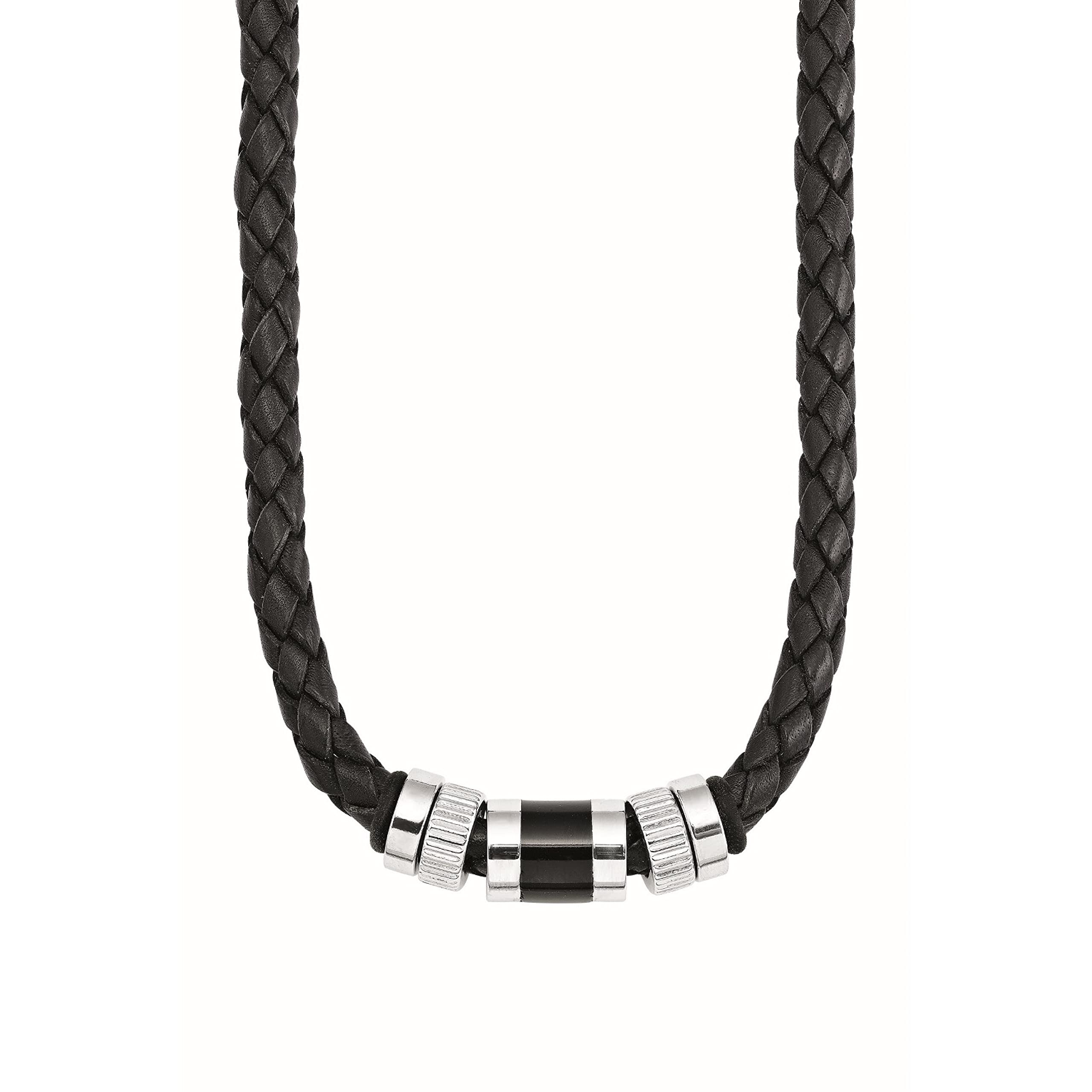 s.Oliver Halsband Edelstahl Leder Herren Halsschmuck Geschenk Box