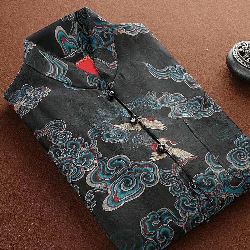 Chaqueta de seda estilo chino premium para hombre abrigo exclusivo de manga larga 2