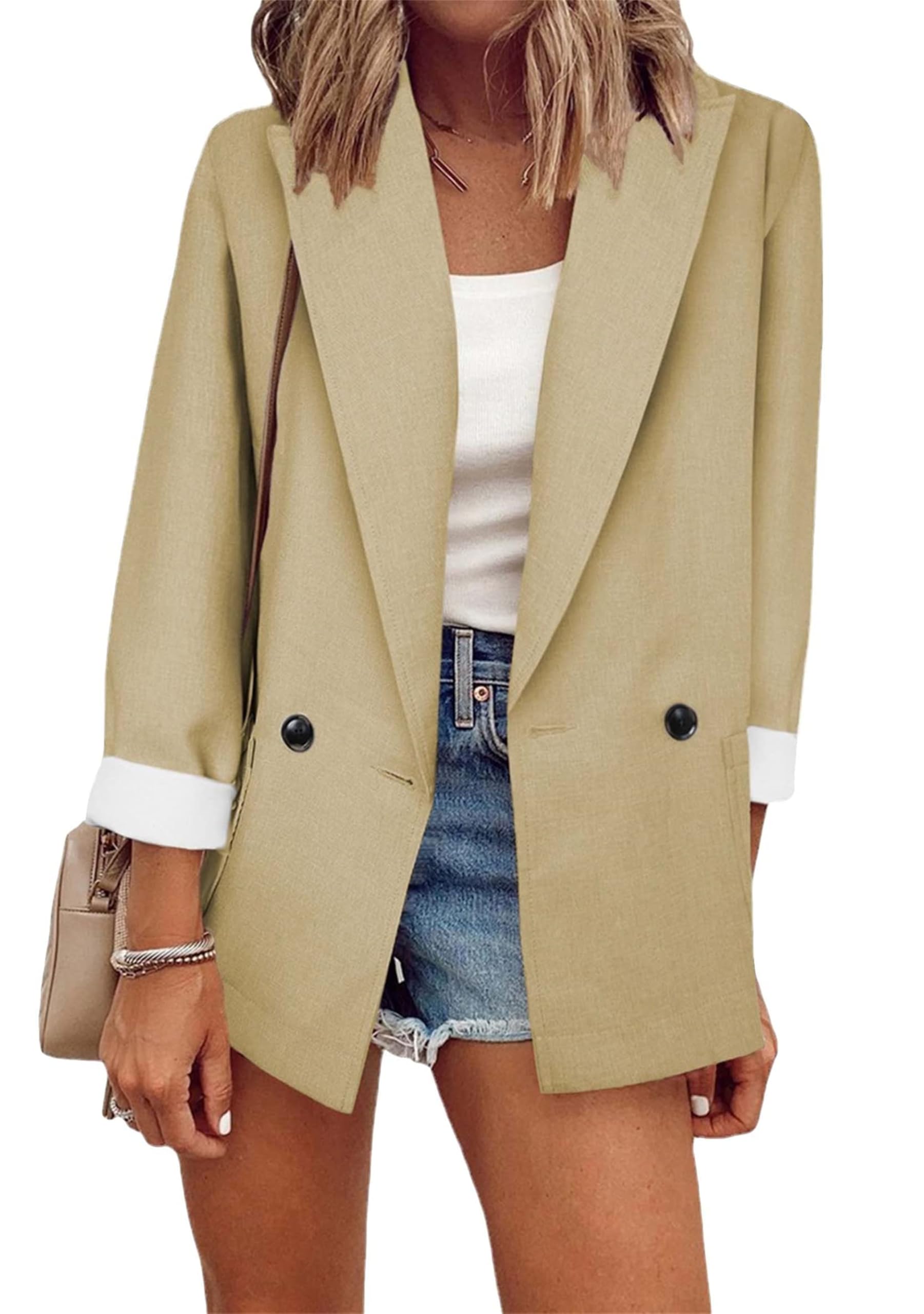 Femmes Casual Fashion Blazer Ouvert Devant Manches Longues Travail Bureau Costume Vestes Blazer