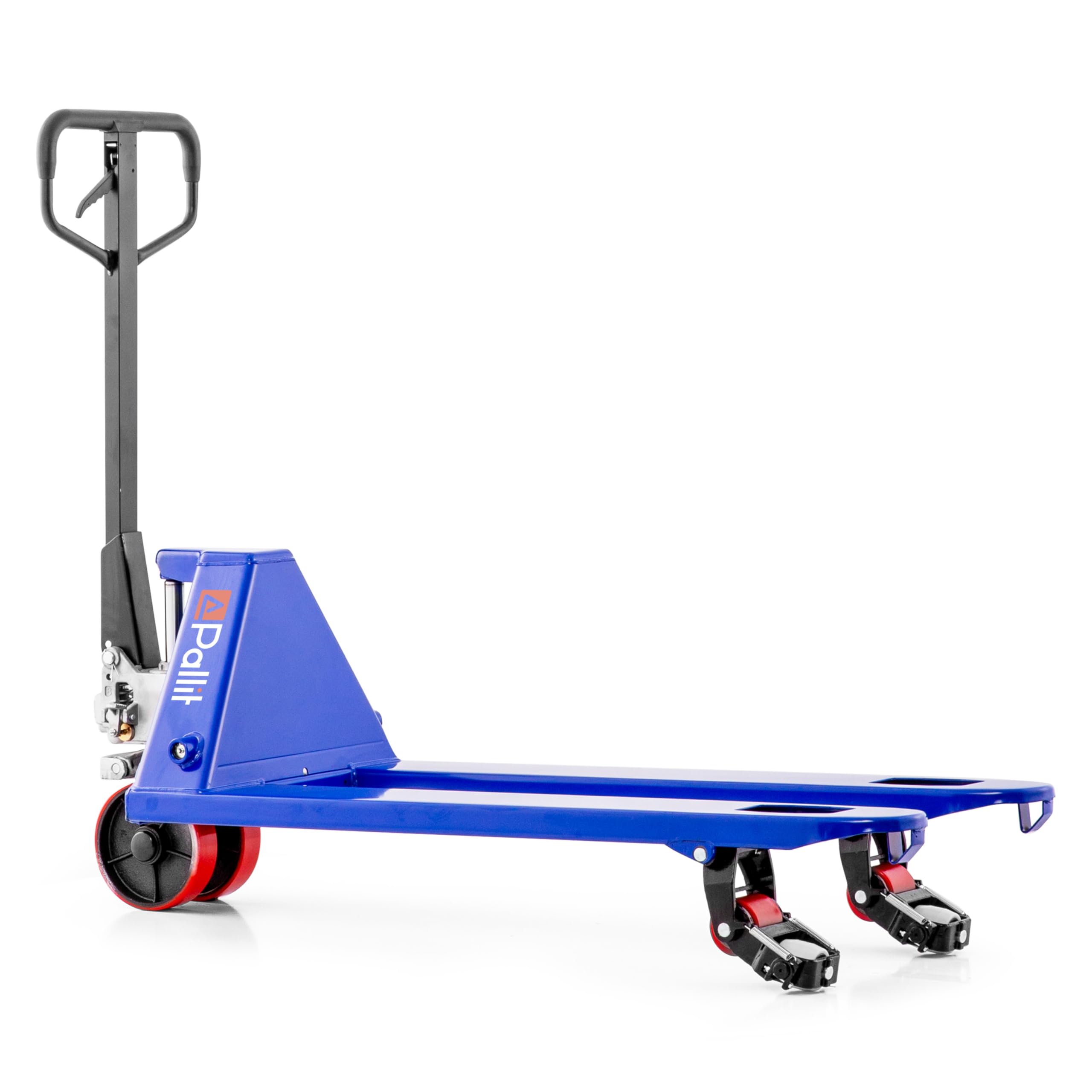 Pallit Hubwagen 4WAY - Gabelhubwagen 2500 kg mit 4-Wege-Funktion, 1150 mm Gabellänge, PU-Bereifung, Industrie-Stahlrahmen & 5 Jahren Garantie