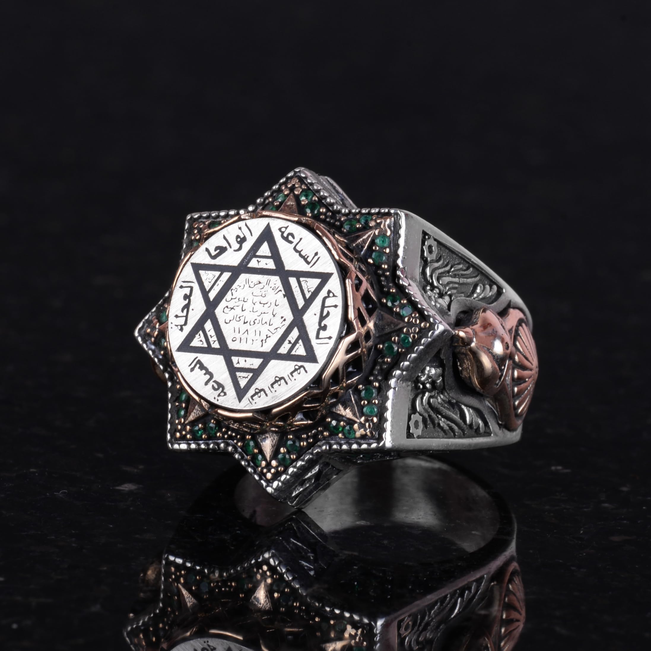 KAMBO Anillo de plata de ley 925 K para hombre, estrella de David, anillo de Salomón (tamaño: 11), plata de ley de bronce, sin piedras preciosas, de Bronce, Sin piedras preciosas