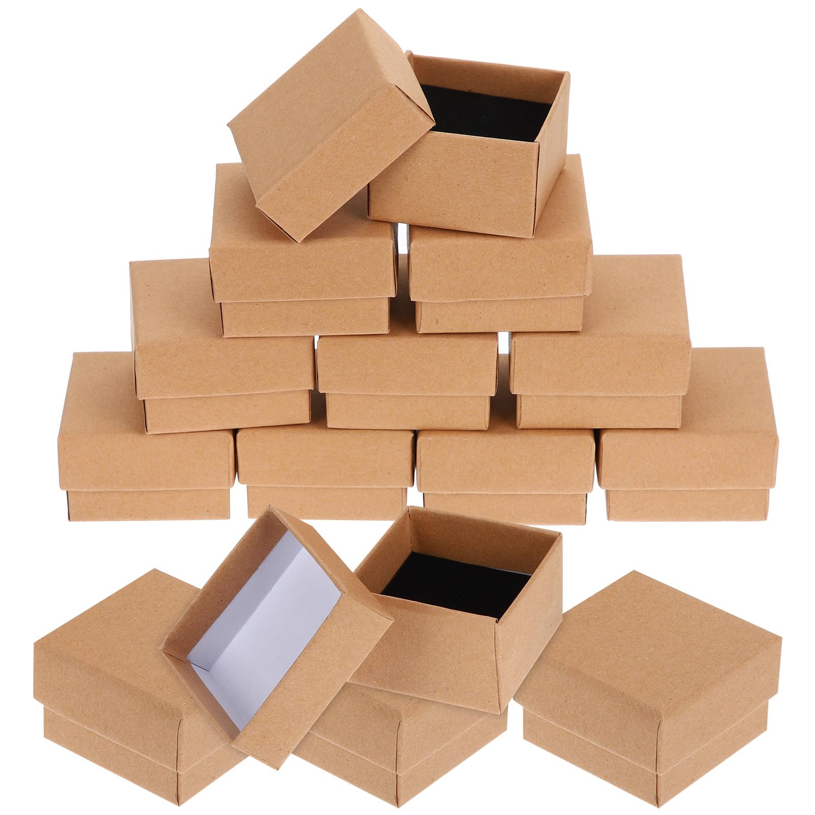 Beavorty Coffrets à Bijoux Protection Sûre Lot de 50 en Carton Marron, Boîte de Rangement Élégante pour Boucles D’Oreilles et Pendentifs pour Bijouteries