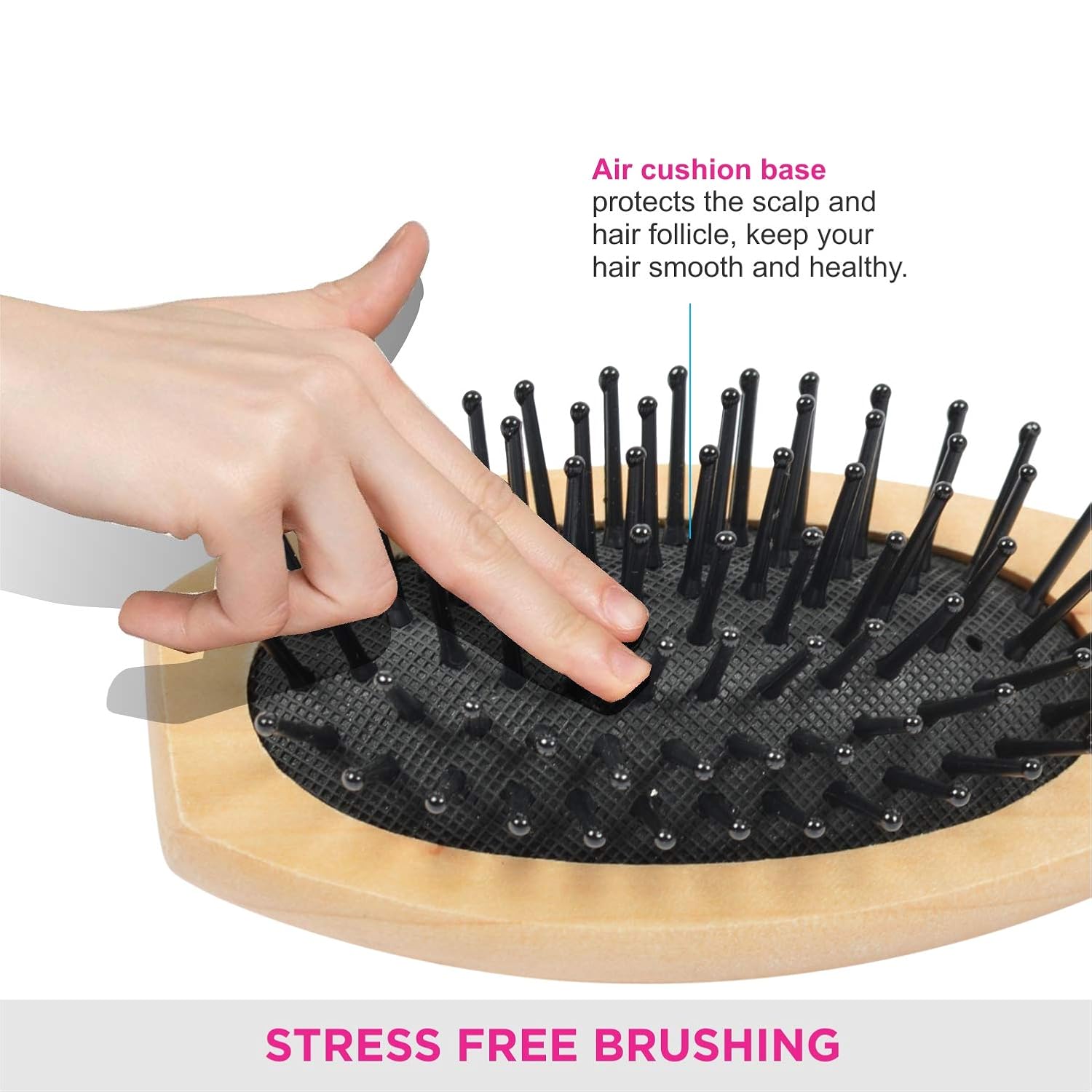 Vega Small Wooden Bamboo Cushioned Brush 1 Pcs