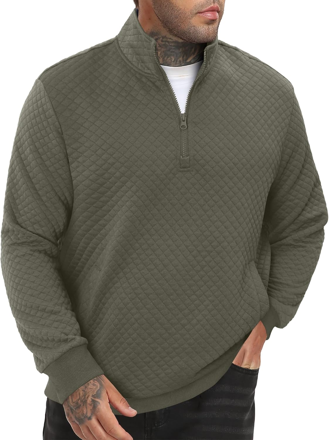 Mens Quilted Sweatshirt 2026 Casual Stylish Bomber Jacket Versatile Outfit S-2XL - Image 4