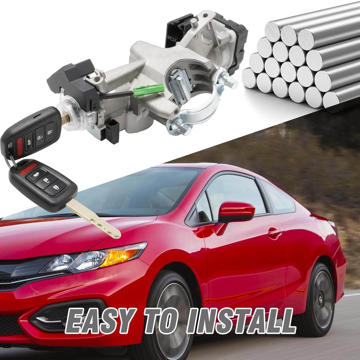 Anxingo 0635l-T6P-H01 Ignition Switch Lock Cylinder, Replacement for Honda Civic 2014 2015, Replaces US1326 06351T2A971