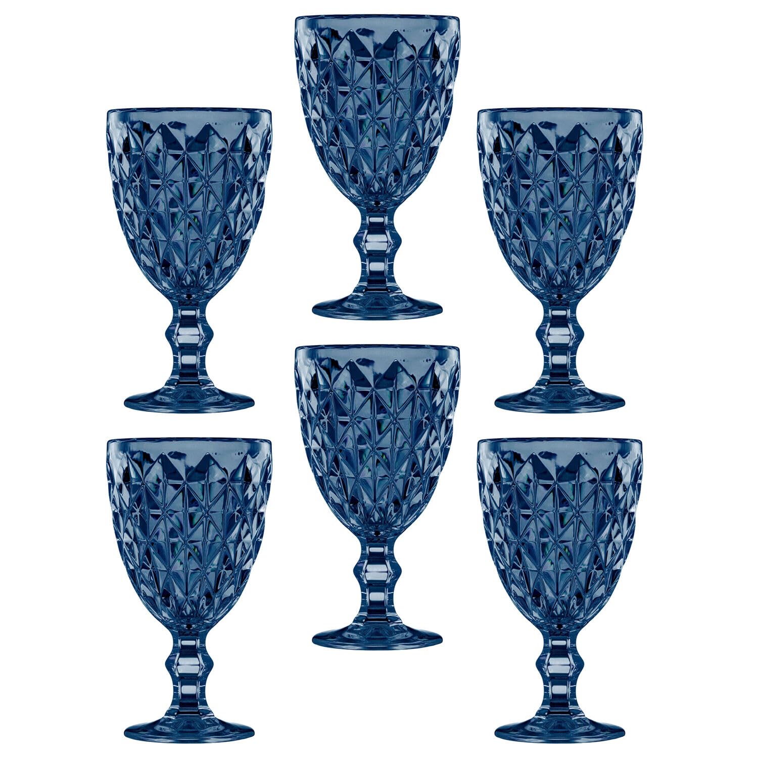 Vintage Embossed Wine Goblet Set of 6