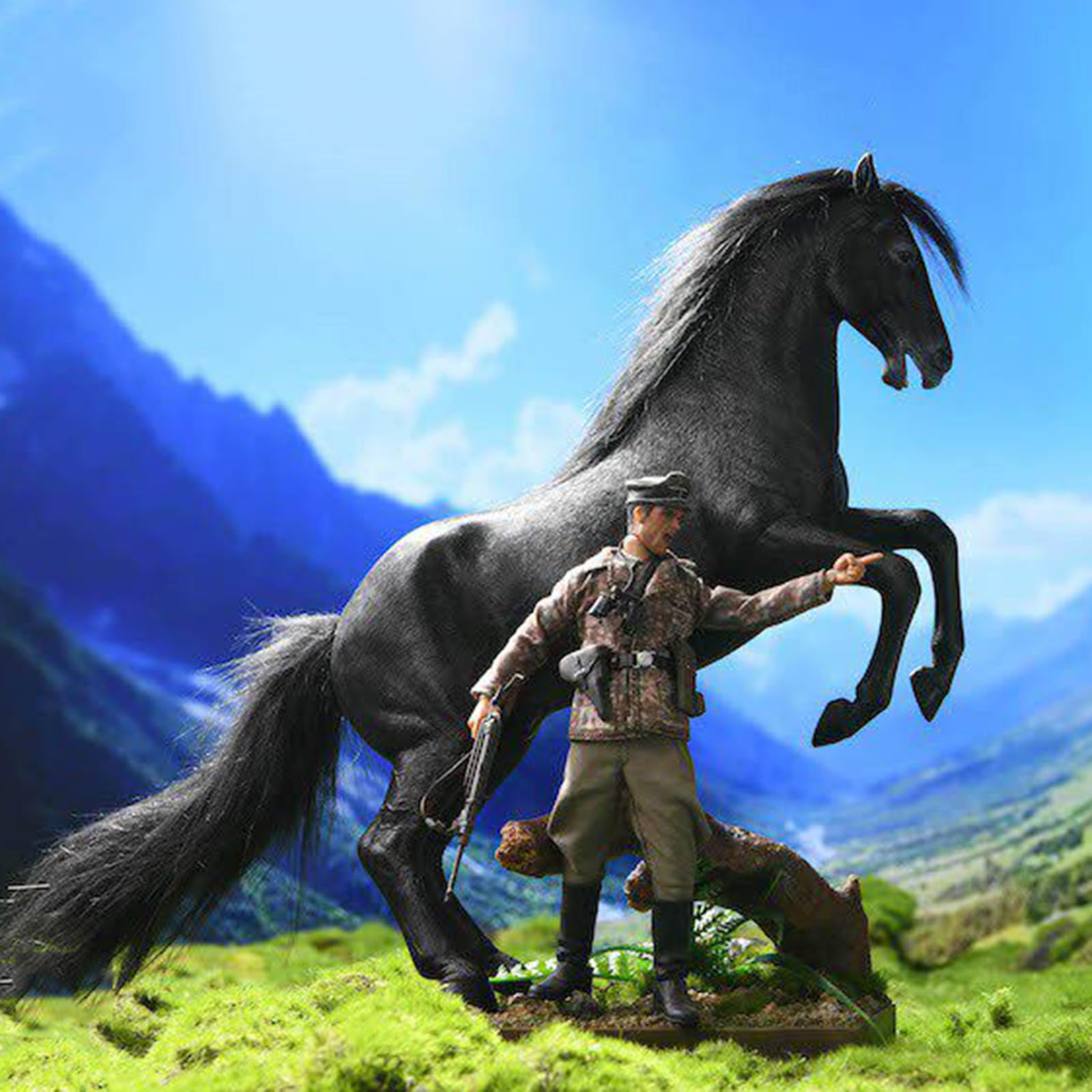Figurka konia 1/12 - realistyczna rzeźba konia, ozdoby z żywicy, Rzeźba konia, rękodzieło, akcesoria do dekoracji domu, biura, ozdoby anime, (C)