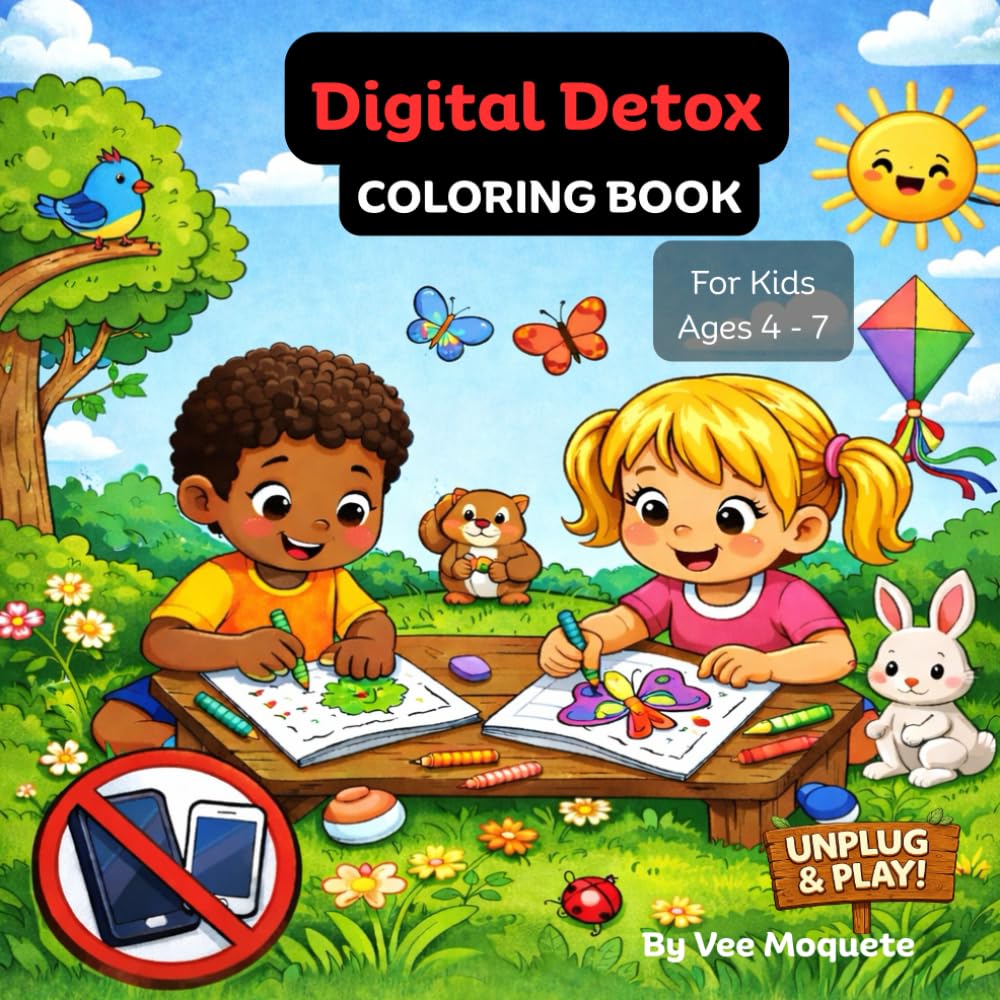 Digital Detox Coloring Book for Kids Ages 4–7: Fun Screen Free Coloring for Little Kids to Relax, Play, and Create