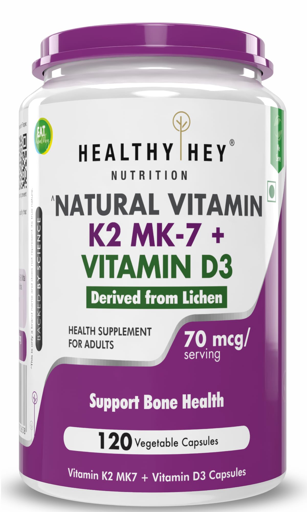 HealthyHey Nutrition Natural Vitamin K2 + Natural D3 - Non-GMO | Non-Synthetic 120 Veg. Capsules (B089CWS2NL) Amazon Price History, Amazon Price Tracker