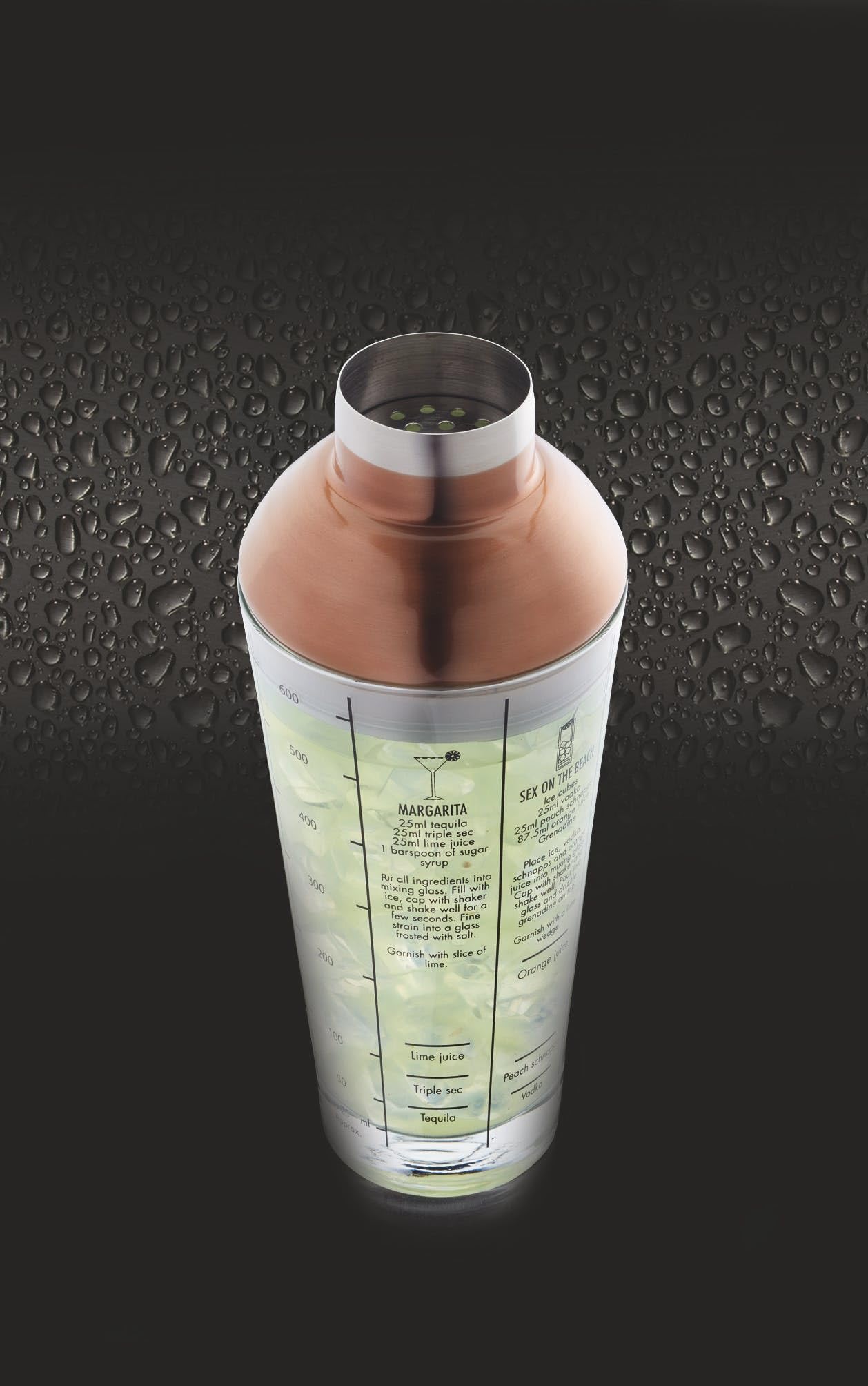 BarCraft Shaker per Cocktail in Vetro 650 ml, Shaker Caffe freddo, Boston Copper