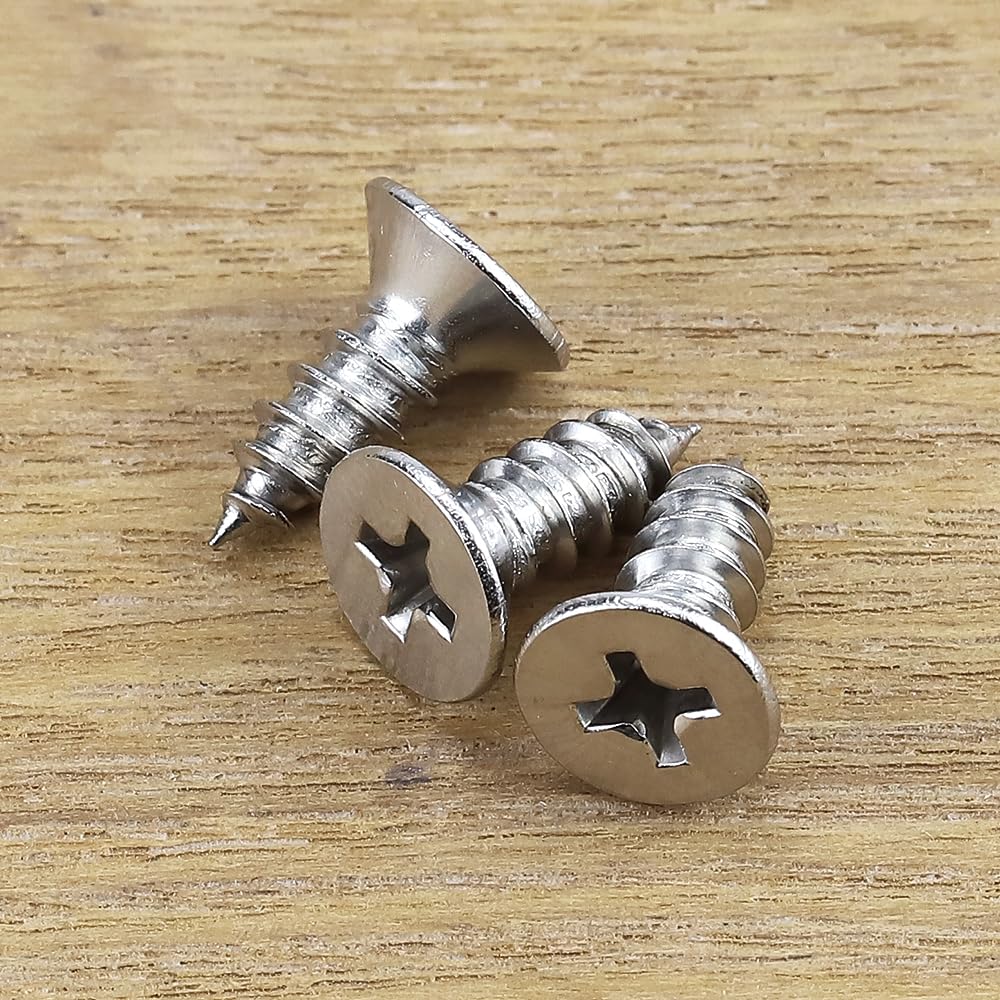 100 Viti Per Lamiera Testa Piatta In Acciaio Inox #8 X 3/4 - Foto 4