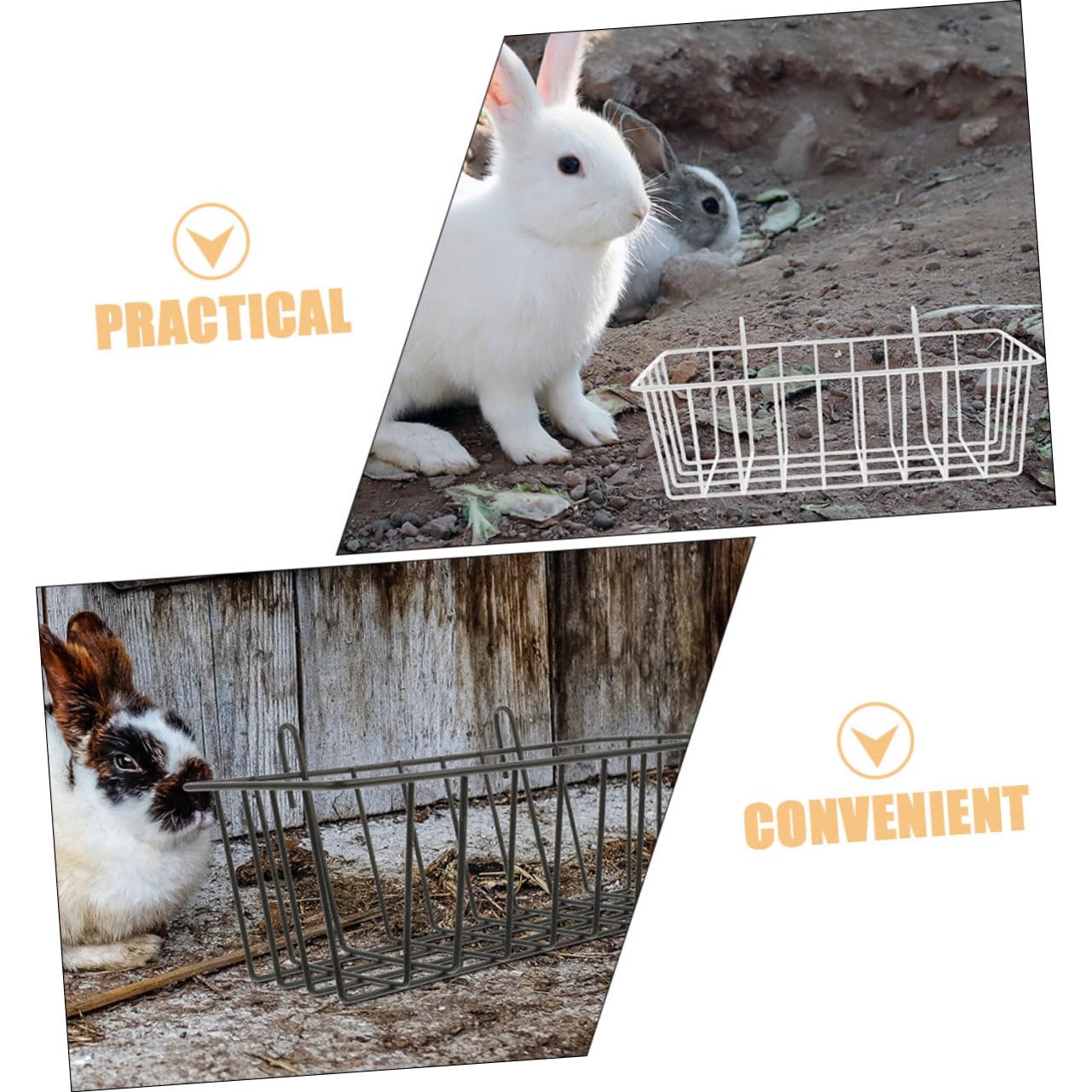Toyvian 4 Stück Heuraufen für Kaninchen und Kleine Tiere aus Eisen Weiß und Schwarz Vielseitig Einsetzbar und Einfach im Käfig zu Installieren