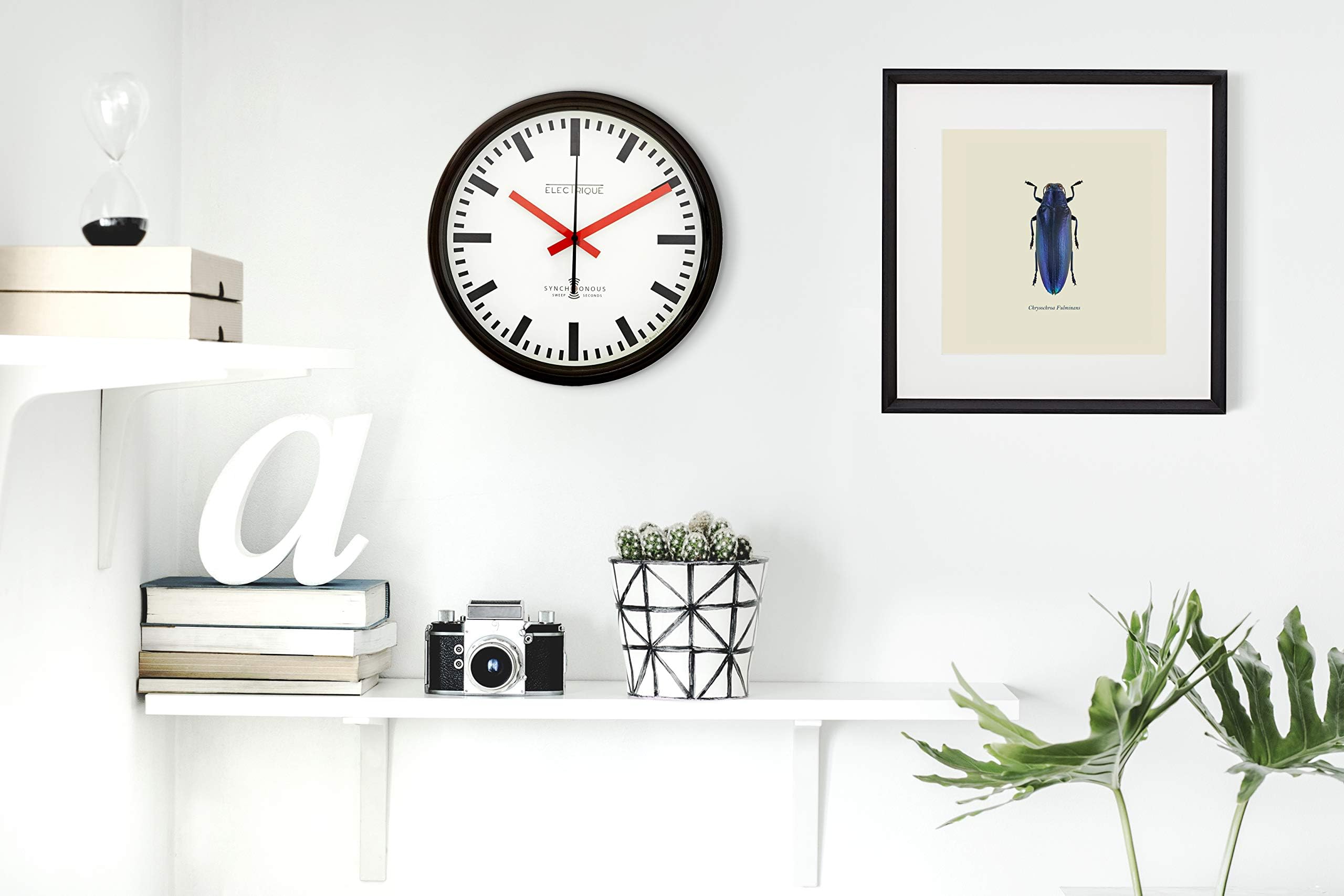 Roger Lascelles, Swiss station wall Clock with sweep Hand Amazon.co