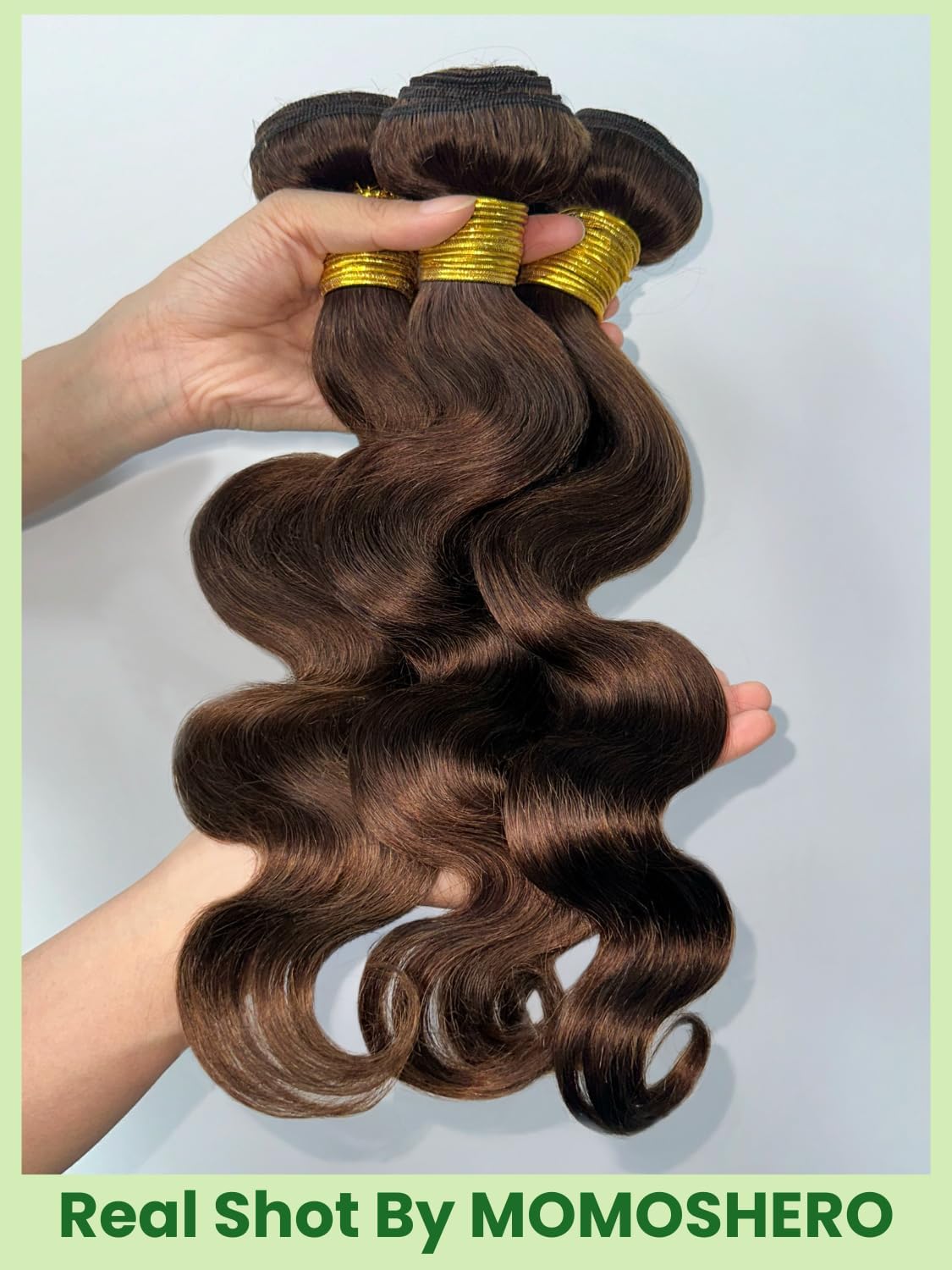 Chocolate Brown 3 Bundles with 2x6 HD Lace Closure Human Hair 14 16 18+14 IN, 12A 100% Soft Glossy Remy Hair Color #4 Dark Brown Bundles with Closure 2 by 6 Long Deep Middle Part Body Wave