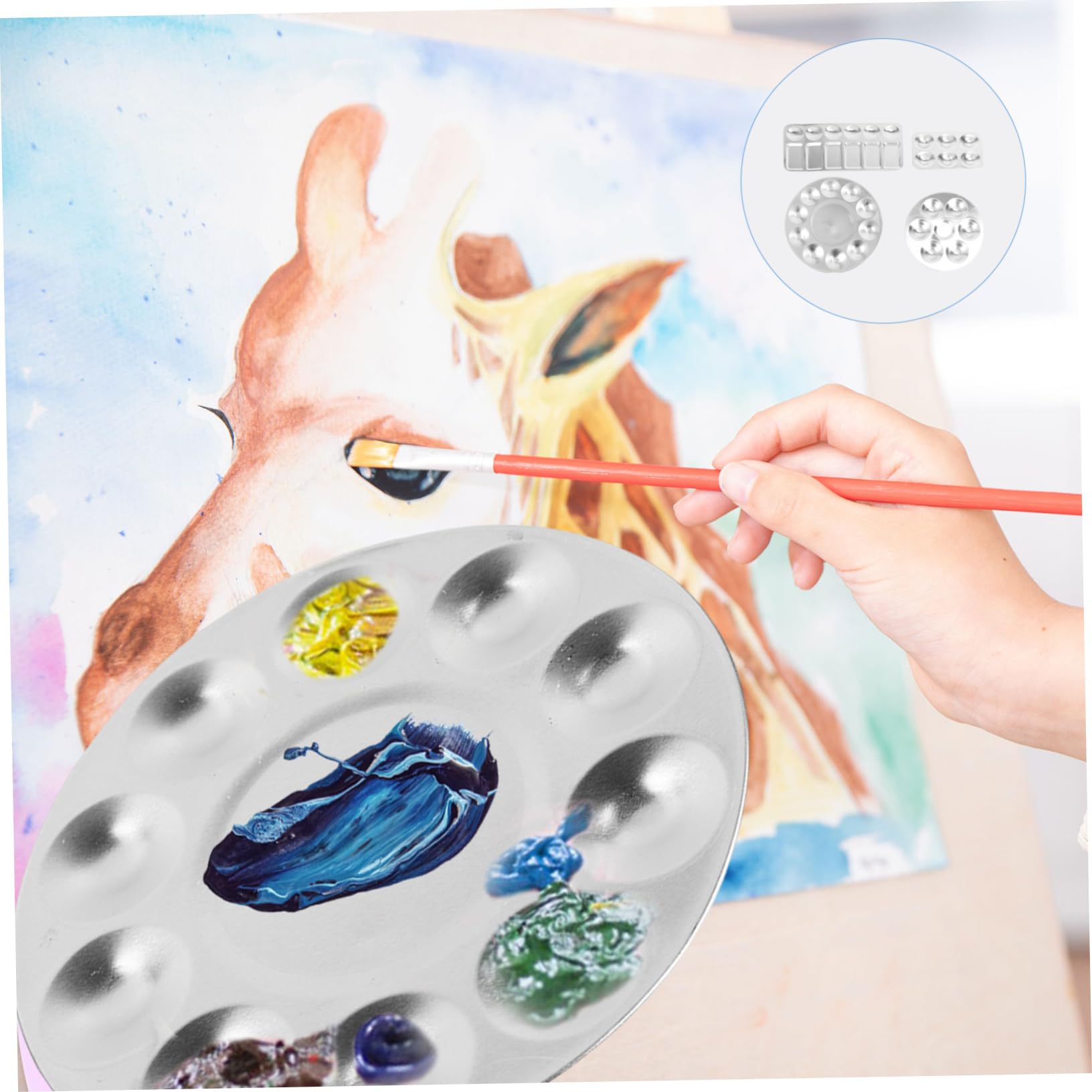 2 Tavolozze In Acciaio Inox Per Pittura - 23x10cm, Per Miscelazione Colori, Trucco, Arte - Facili Da Pulire - Foto 6