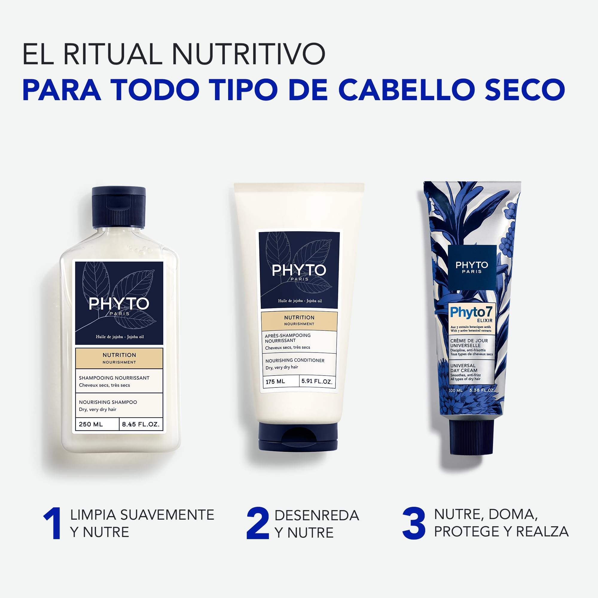Phyto Paris – Phyto 7 Elixir Crema de Día Universal 100ml – Tratamiento Nutritivo Diario para Cabello Seco – Protección Anti-encrespamiento 48 H – 7 Extractos Botánicos – Sin Aclarado