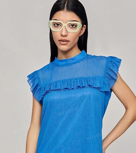 Miniatura 2 de NULOOQ Gafas de luz azul con montura gruesa para mujer, gafas cuadradas de gran tamaño, transparentes sin receta