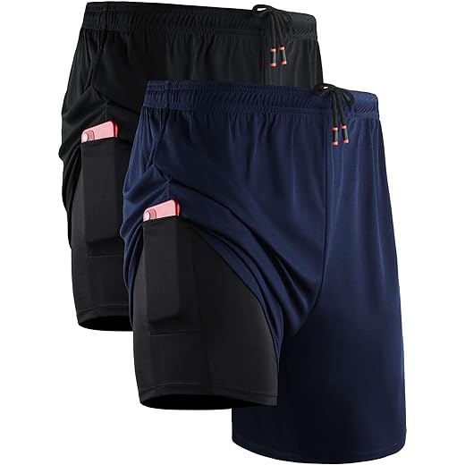 NELEUS Men's 2 in 1 Running Shorts with Liner,Dry Fit Workout Shorts with Pockets