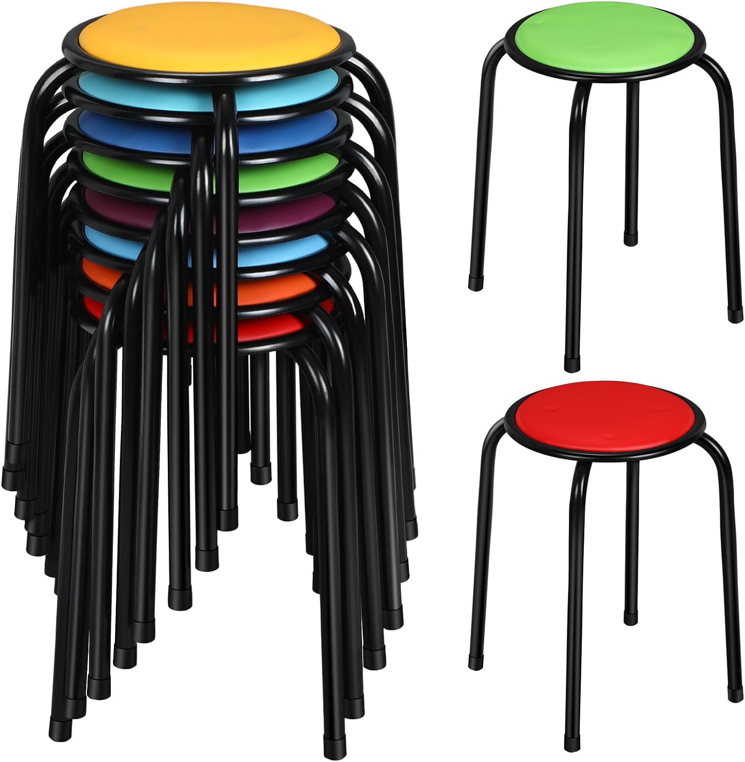 Chitidr Stools Stackable Assorted Color Metal Stool with