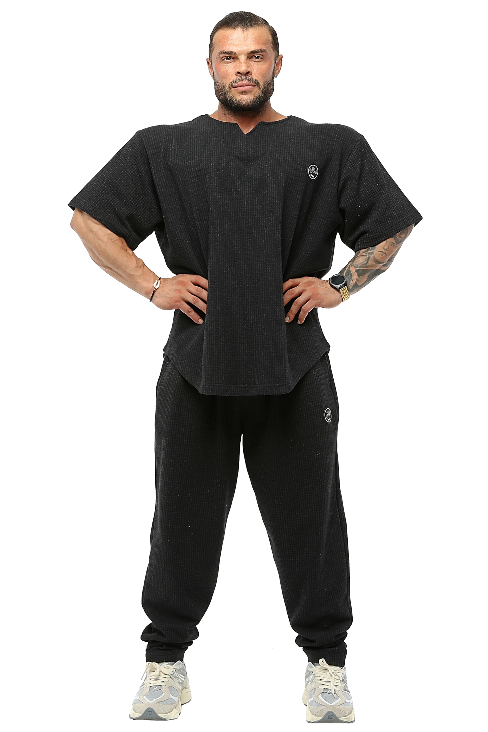 Maglietta da Uomo Oversize, Bodybuilding, Sollevamento Cardio, Tessuto Spesso, Tessuto Testurizzato
