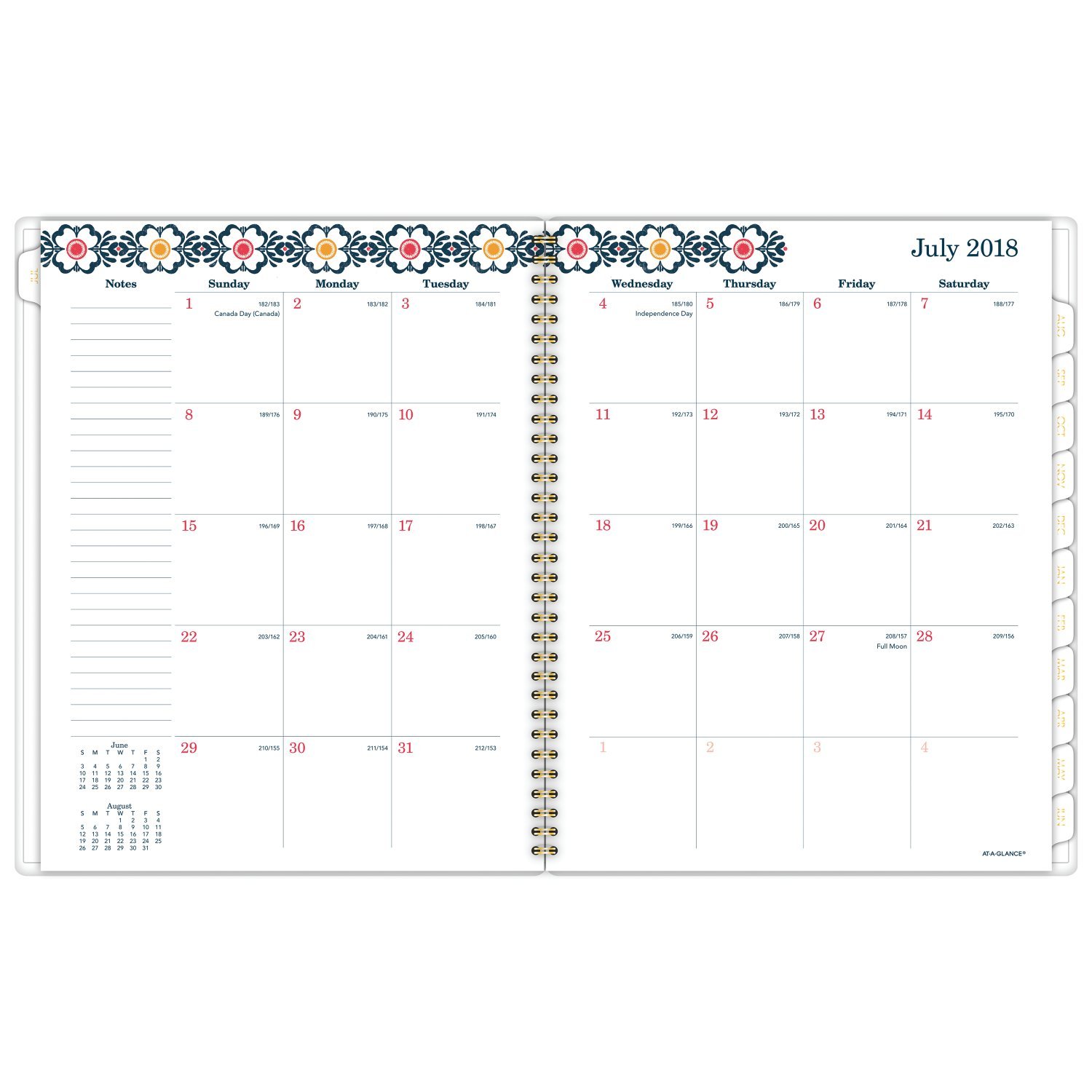 AT-A-GLANCE 2018-2019 Akademischer Jahres- und Monatsplaner, groß, 8-1/2 x 11, Fiona (1100-905A)