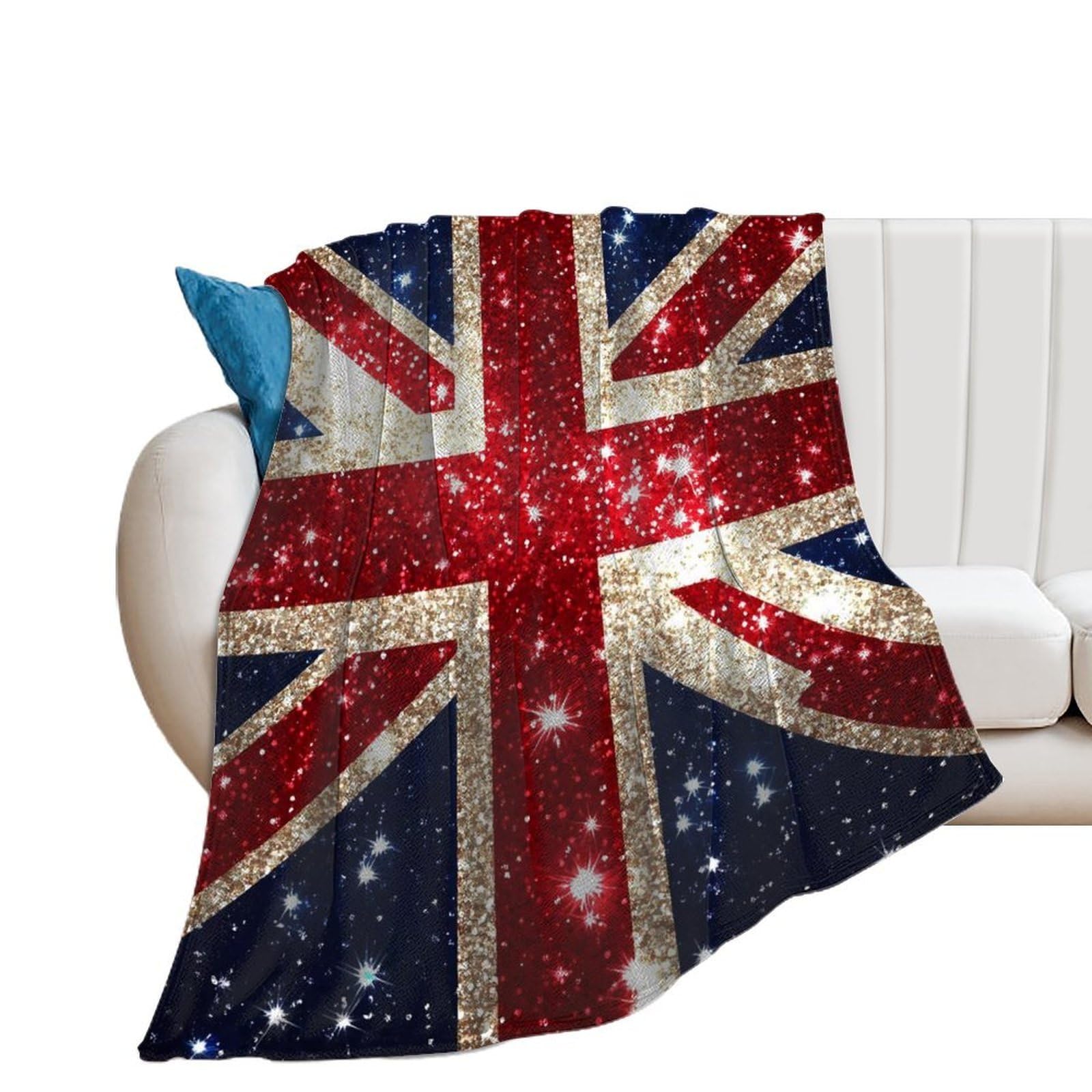 OUTBDNVFSA England Shining UK Flag Throw Blanket Lightweight Summer Blankets for Bed Sofa Camping Travel
