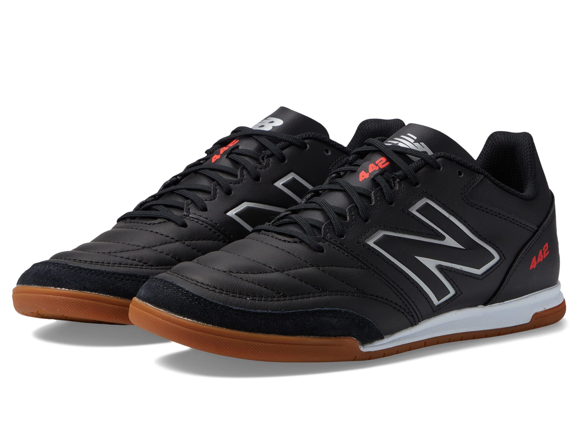 New Balance Men's 442 V2 Team in Soccer Shoe, Black/White, 12.5 Wide