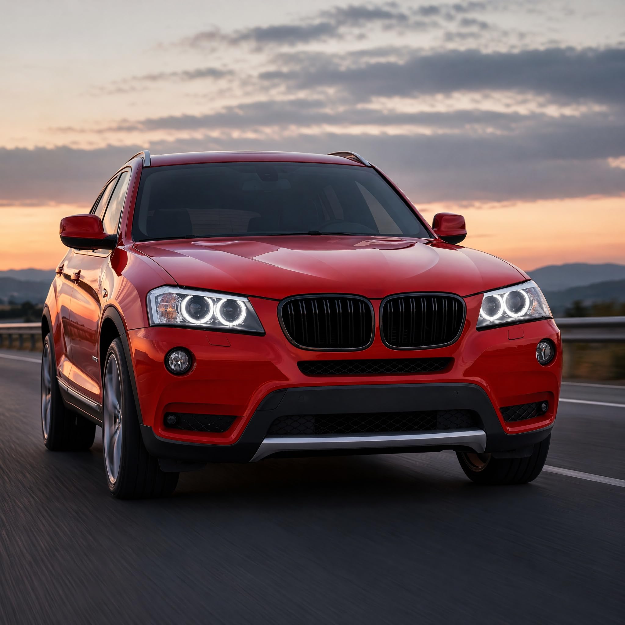 Kühlergrille für BMW X3 F25 Nieren 2010 2011 2012 2013 PRE Glanz Schwarzer Doppelsteg aus ABS Material(For F25 2010-2013 PRE)