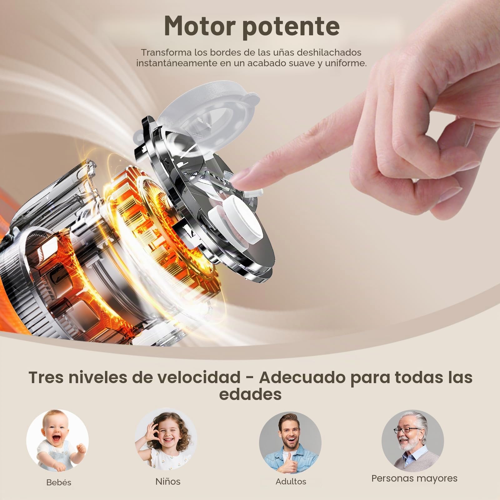 Cortauñas eléctrico 4 en 1 2026 Pro con luz LED y lupa, 3 velocidades para recortar y pulir uñas, Ideal para bebés, personas mayores y adultos, Recorta las uñas fácilmente