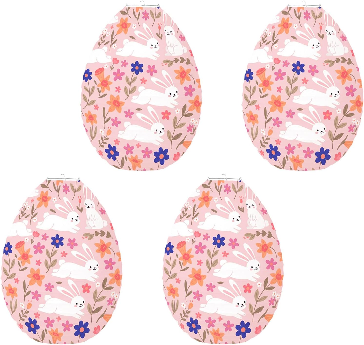 4Pcs Easter Eggs Shape Paper Light with String for Ceiling Wall Home Festival Celebration Room Decoration