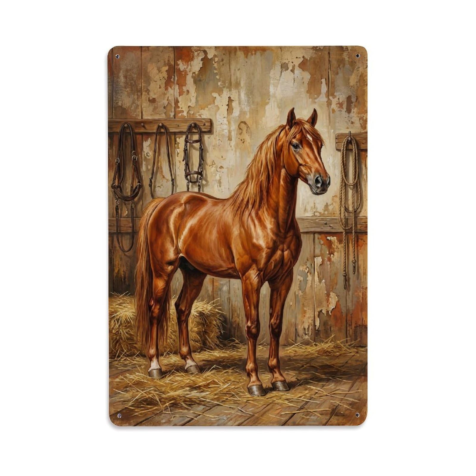 Morgan Horse Farm Chestnut Equine Stable Vintage Metal Tin Sign Plaque Wall Decor for Cafe, Club, Garden Metal Poster 8x12Inch