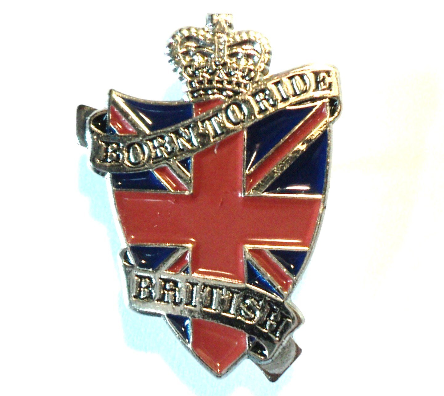 Born To Ride British Bikes Biker Union Flag Metal Motorcycle Enamel Badge