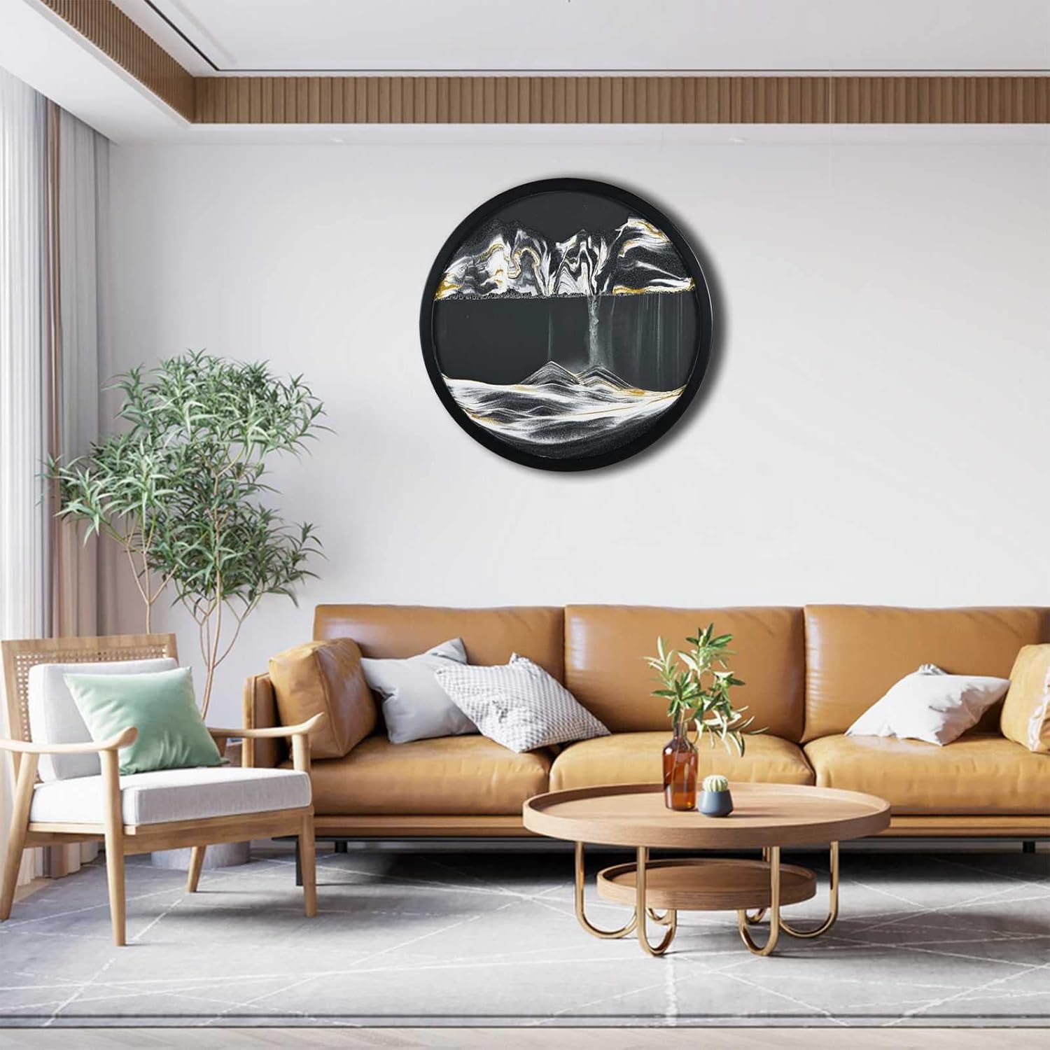 ETULLE Dynamic Moving Sand Art Picture, Relaxing Home Office Wall Art, Sand Art Frame for Sensory Toys, Hanging Modern Artwork Decoration, 360° Rotating Hourglass Decoration for Home Decorations