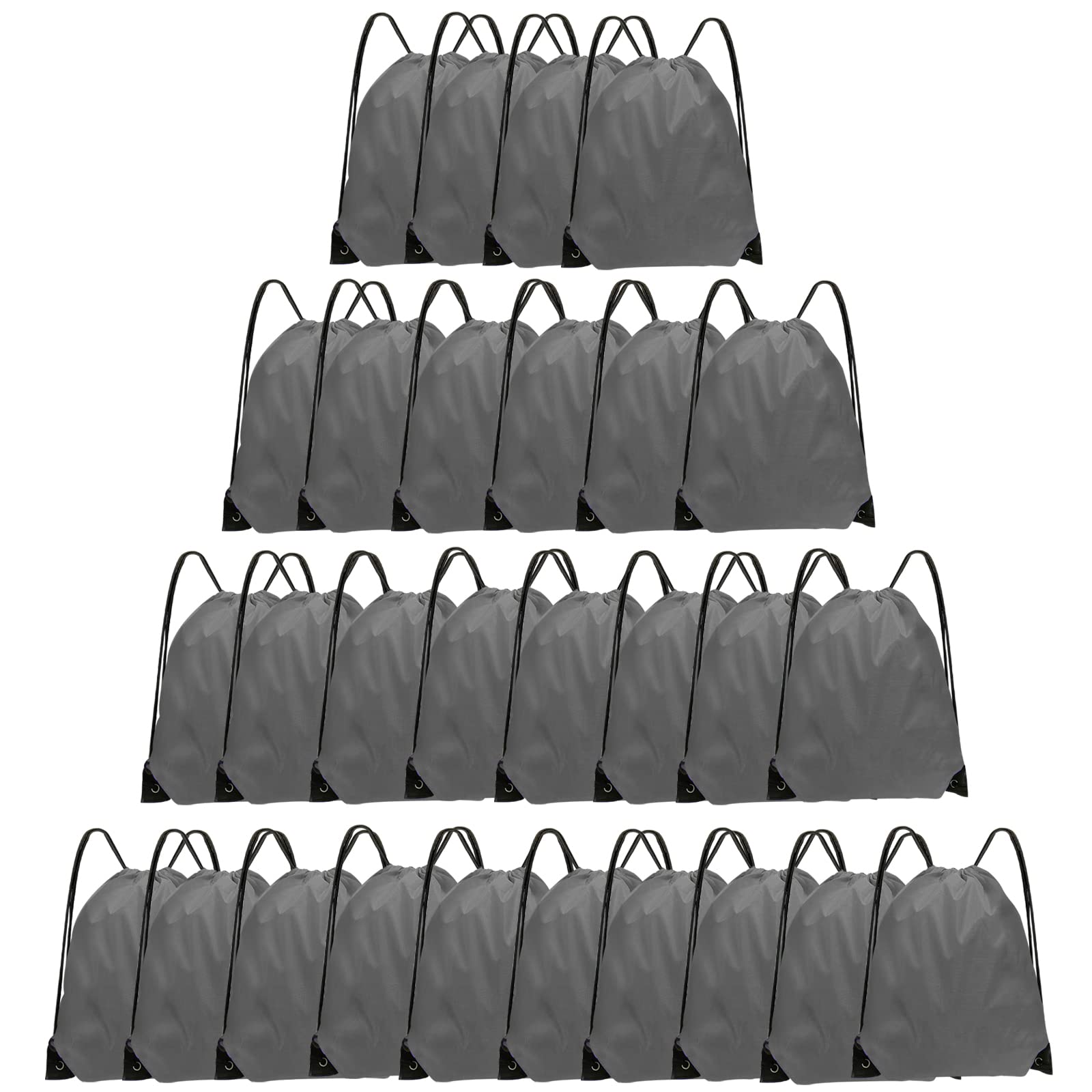 Grneric Drawstring Bags 28 PCS Drawstring Backpack Bulk String Backpack Cinch Bag Sackpack for Men Women Gym (Grey)