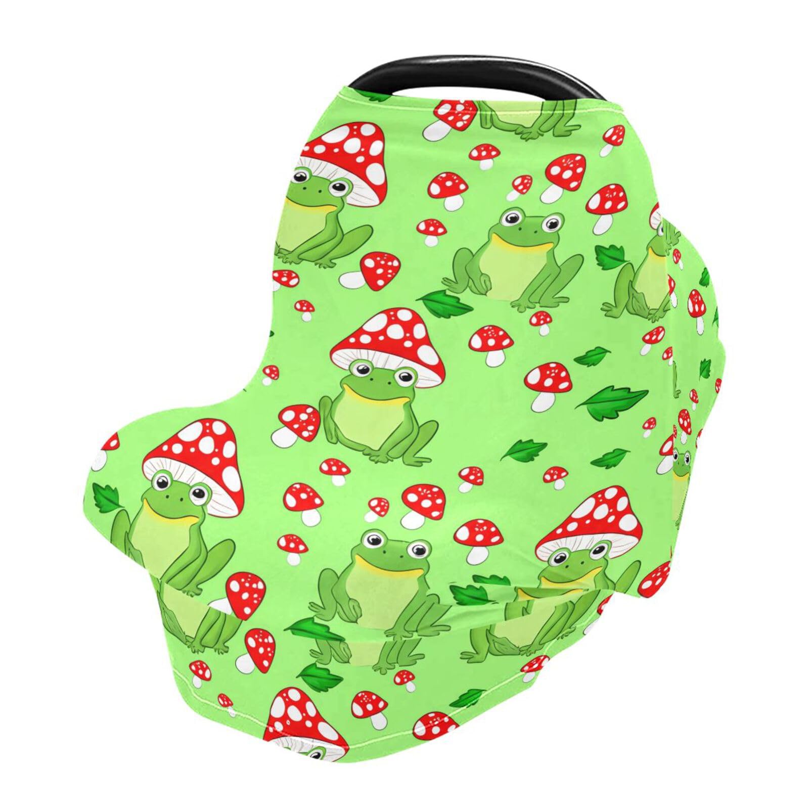 Nesatuwa Baby Car Seat Cover Cute Cartoon Frog Breastfeeding Covers Stretchy Breathable Multi-Use Cover Carseat Canopy for Girls and Boys