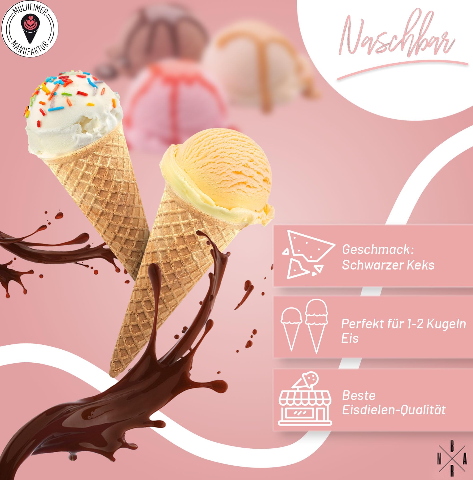 Cornet de glace | Gaufres semi-sucrées | 40 pièces | 115xØ47mm | Recette végétalienne