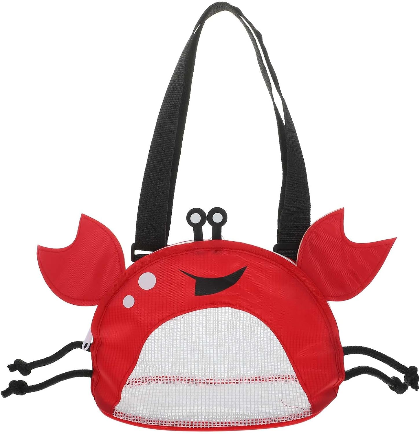 Hemoton Crab Shape Mesh Beach Bag for Kids - Adjustable Shoulder Strap Shell Collecting Tote 11.02X6.29X4.13 Inches Lightweight Cloth Pouch for Outdoor Pool and Beach Toy Storage